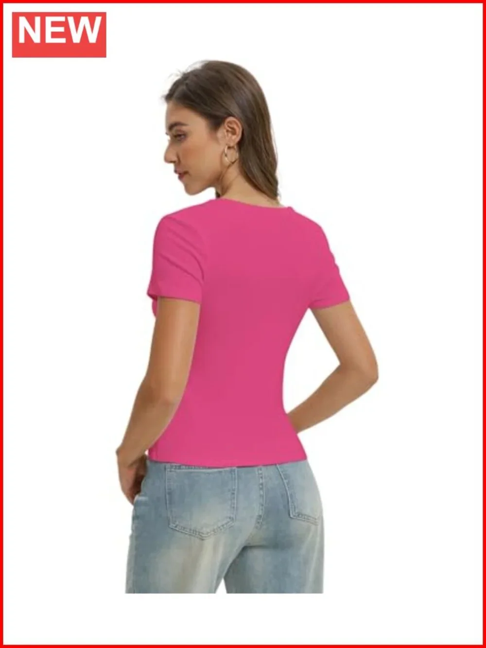 Women's Cotton Spandex Slim Fit Crop T-Shirt Casual Basic Y2k Tee